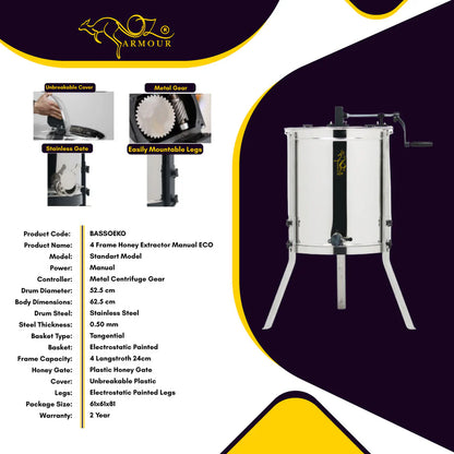 OZ ARMOUR 4 Frames Manual Honey Extractor