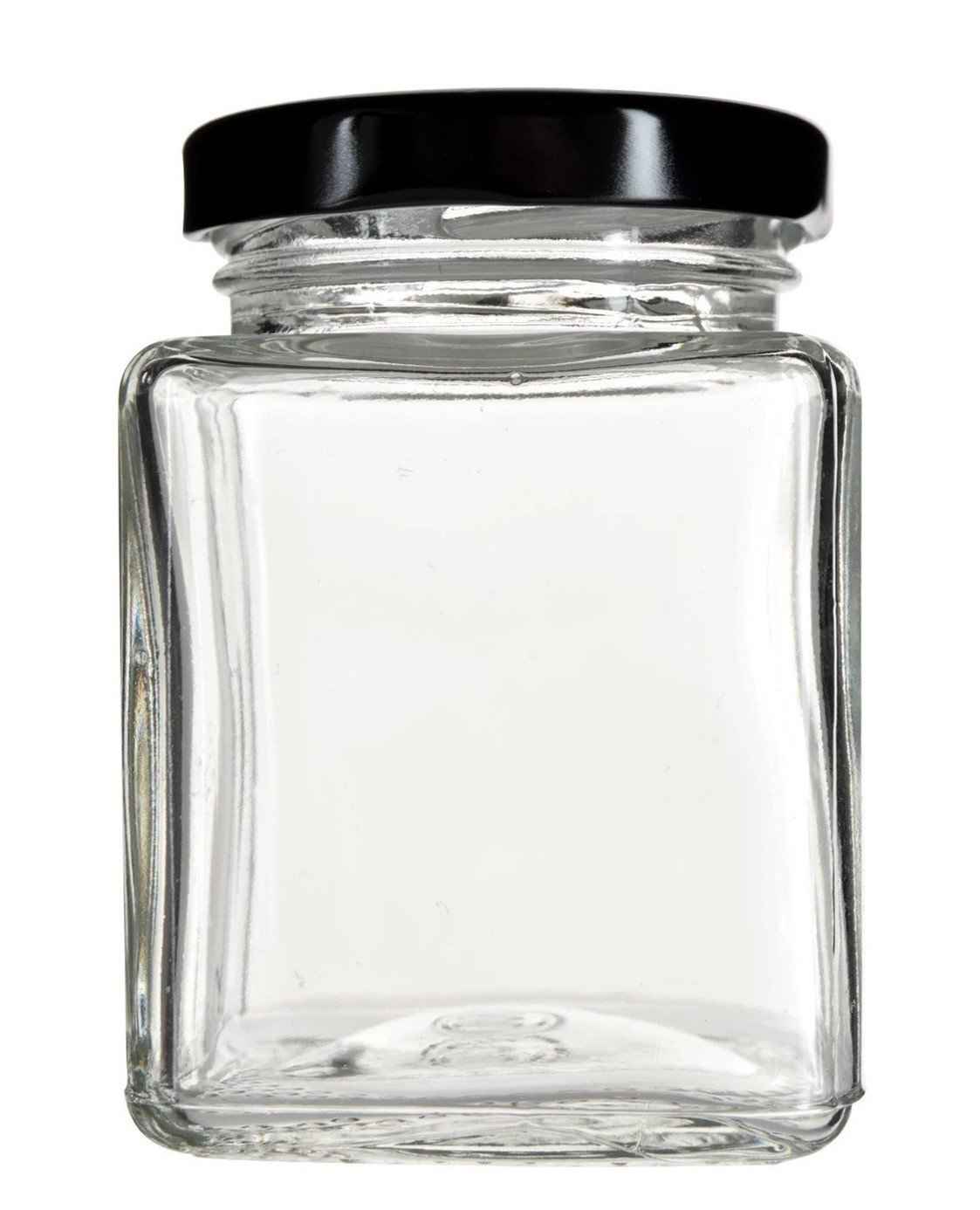 Set of 9 square glass jars, 500ml each, with black and white lids - ideal honey containers for versatile use, square glass jars, 500ml jars, honey containers, black lids, white lids, kitchen organization, honey storage, gift jars, beekeeping supplies, clear glass jars