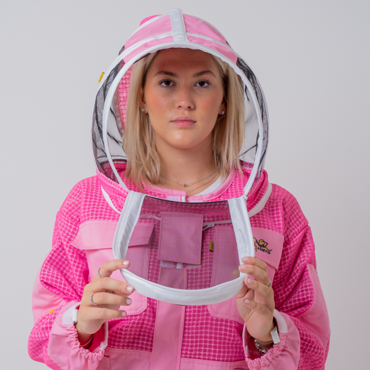 PINK OZ ARMOUR 3 Layer Mesh Ventilated Beekeeping Suit With Fencing Veil