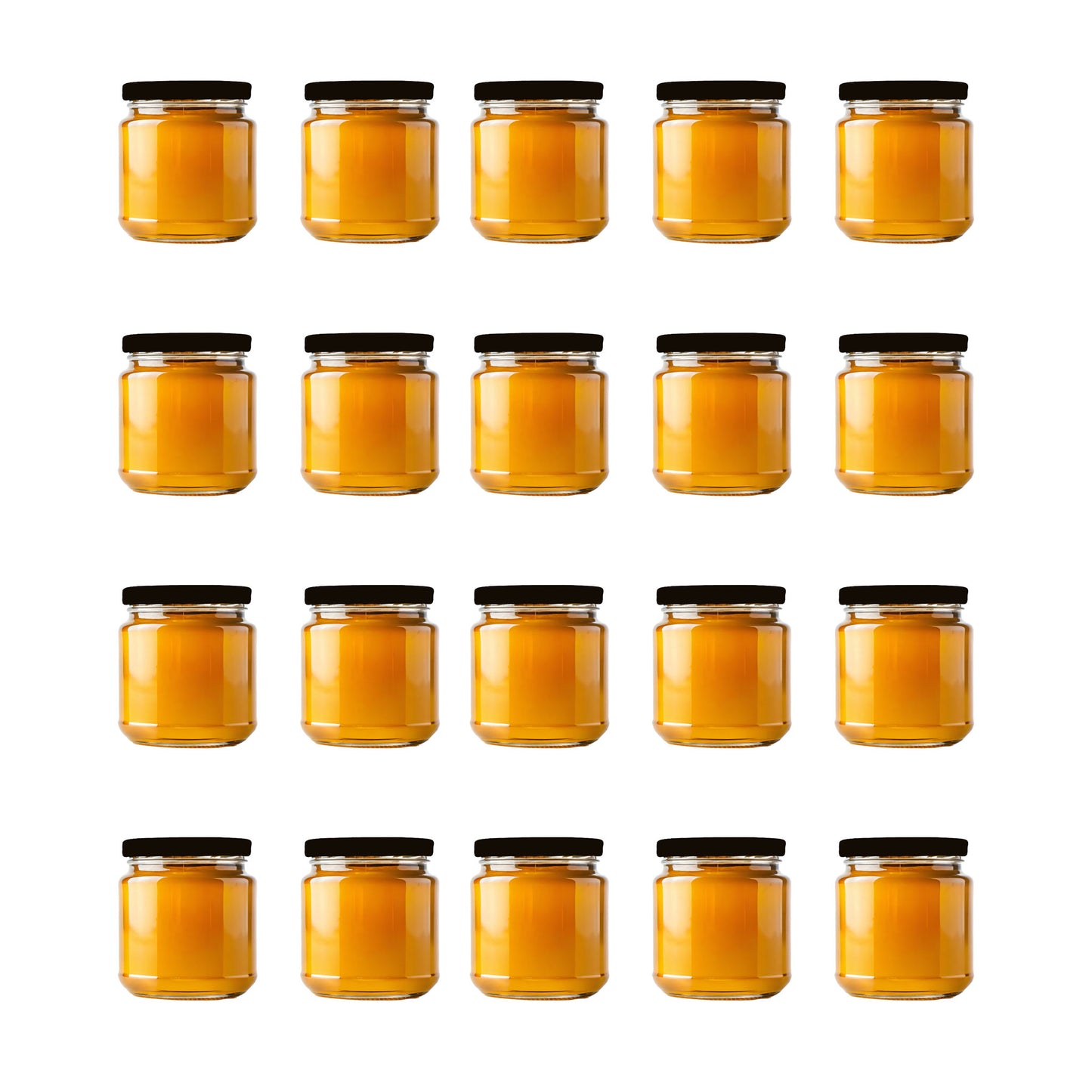 65ml sample Honey Glass Jar Black Lid Pack of 42