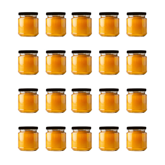 65ml sample Honey Glass Jar Black Lid Pack of 42