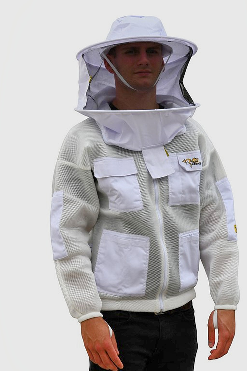 SALE OZ ARMOUR Double Layer Mesh Ventilated Beekeeping Jacket, Beekeeping Jacket with Round Hat Veil, Ventilated Beekeeping Jacket, Double Layer Beekeeping Jacket, Protective Beekeeping Gear, Durable Beekeeping Jacket, Beekeeping Safety Apparel, High-Quality Beekeeping Jacket, Comfortable Beekeeping Jacket, OZ ARMOUR Beekeeping Jacket