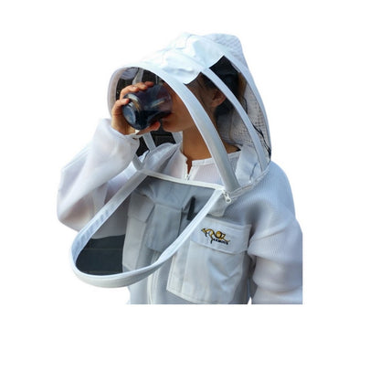 SALE OZ ARMOUR Double Layer Mesh Ventilated Beekeeping Jacket, Beekeeping Jacket with Round Hat Veil, Ventilated Beekeeping Jacket, Double Layer Beekeeping Jacket, Protective Beekeeping Gear, Durable Beekeeping Jacket, Beekeeping Safety Apparel, High-Quality Beekeeping Jacket, Comfortable Beekeeping Jacket, OZ ARMOUR Beekeeping Jacket