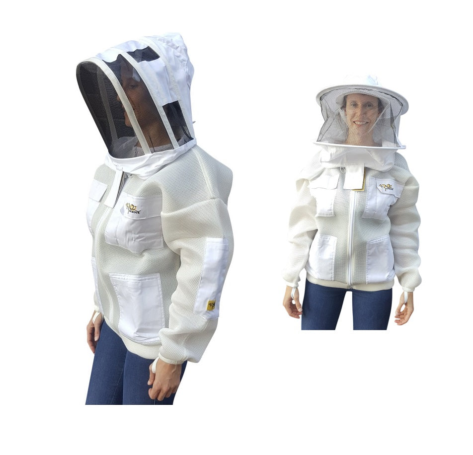 SALE OZ ARMOUR Double Layer Mesh Ventilated Beekeeping Jacket, Beekeeping Jacket with Round Hat Veil, Ventilated Beekeeping Jacket, Double Layer Beekeeping Jacket, Protective Beekeeping Gear, Durable Beekeeping Jacket, Beekeeping Safety Apparel, High-Quality Beekeeping Jacket, Comfortable Beekeeping Jacket, OZ ARMOUR Beekeeping Jacket