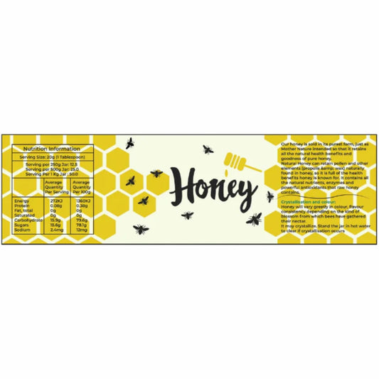 Honey Labels With Nutritional Facts (Long) Qty 100