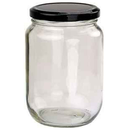 250 ml Round Glass Jars with Black Lids