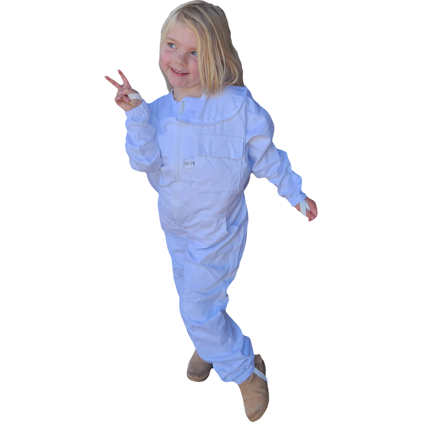 White Poly Cotton Children's Beekeeping Suits With Round Brim Hat