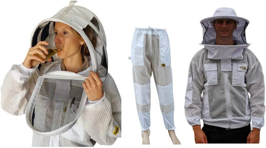 Beekeeping Jacket & Trousers Pants Set 3 Layer Mesh Costume