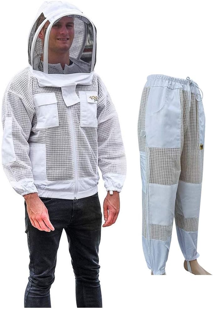 Beekeeping Jacket & Trousers Pants Set 3 Layer Mesh Costume