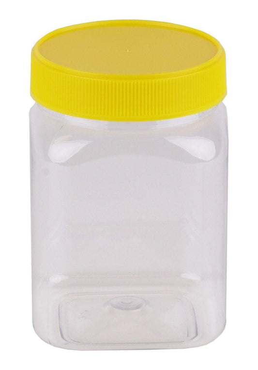 360 ml Honey Containers square, Food Grade Plastic Containers, Square PET Honey Containers, 360ml Honey Jars, Clear Plastic Honey Bottles, Yellow Lid Honey Containers, Food Safe PET Jars, Honey Storage Containers, Bulk Honey Packaging, Plastic Honey Jars Wholesale, Clear PET Honey Bottles, Food Grade Square Jars, Honey Container Supplier, Durable Plastic Honey Containers, Compact Honey Packaging, Honey Jars with Yellow Lids