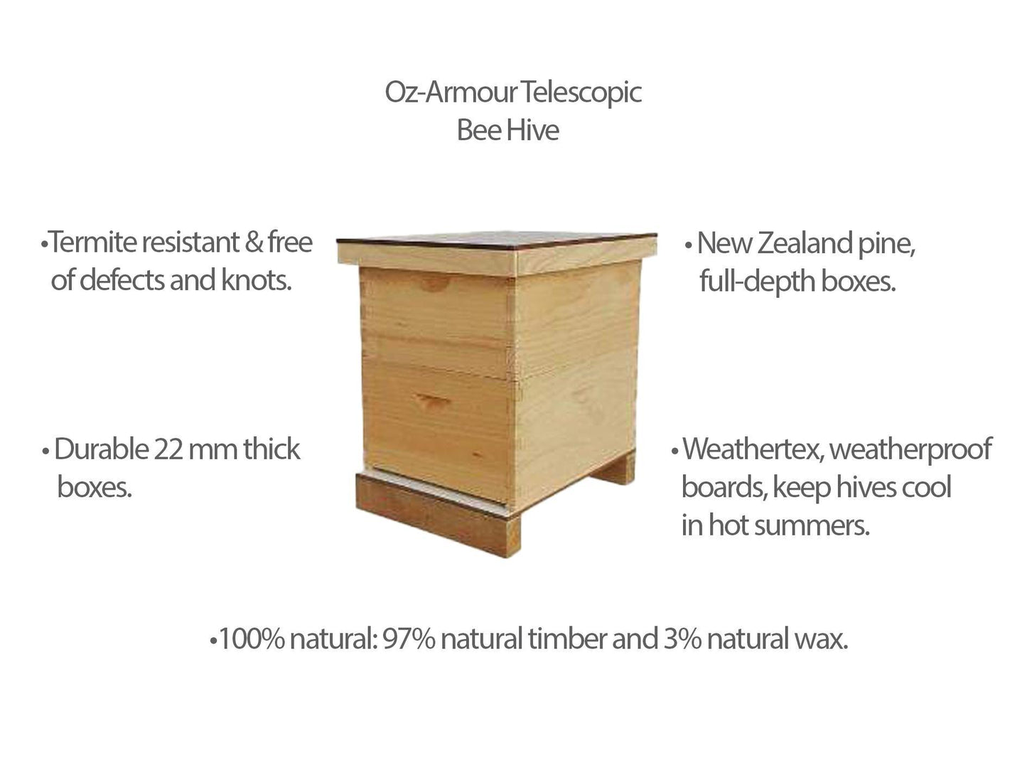 OZ ARMOUR Telescopic Beehive 20/16 Frames Full Depth Made In Australia & New Zealand - Beekeeping Gear