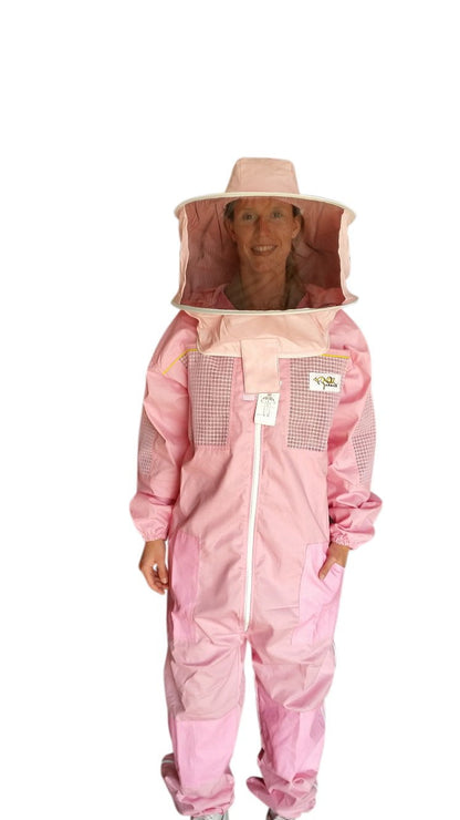 OZ ARMOUR Pink Poly Cotton Semi Ventilated  Beekeeping Suit With Round Hat Veil,Beekeeping,beekeeping gear,oz armour