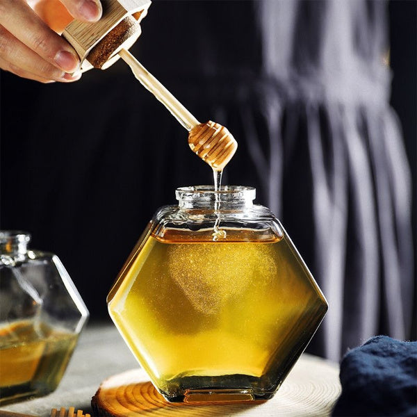 Glass Jar 380 ml With Wooden Honey Spoon Pack of 24