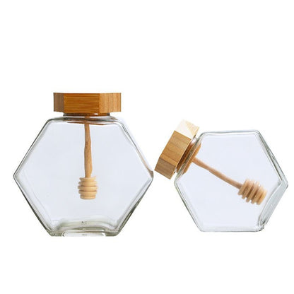 Glass Jar 380 ml With Wooden Honey Spoon Pack of 24