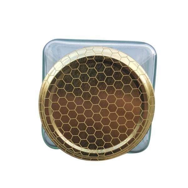 300 ml Hexagonal Glass Jars honey Containers with Honeycomb Pattern Gold Lids