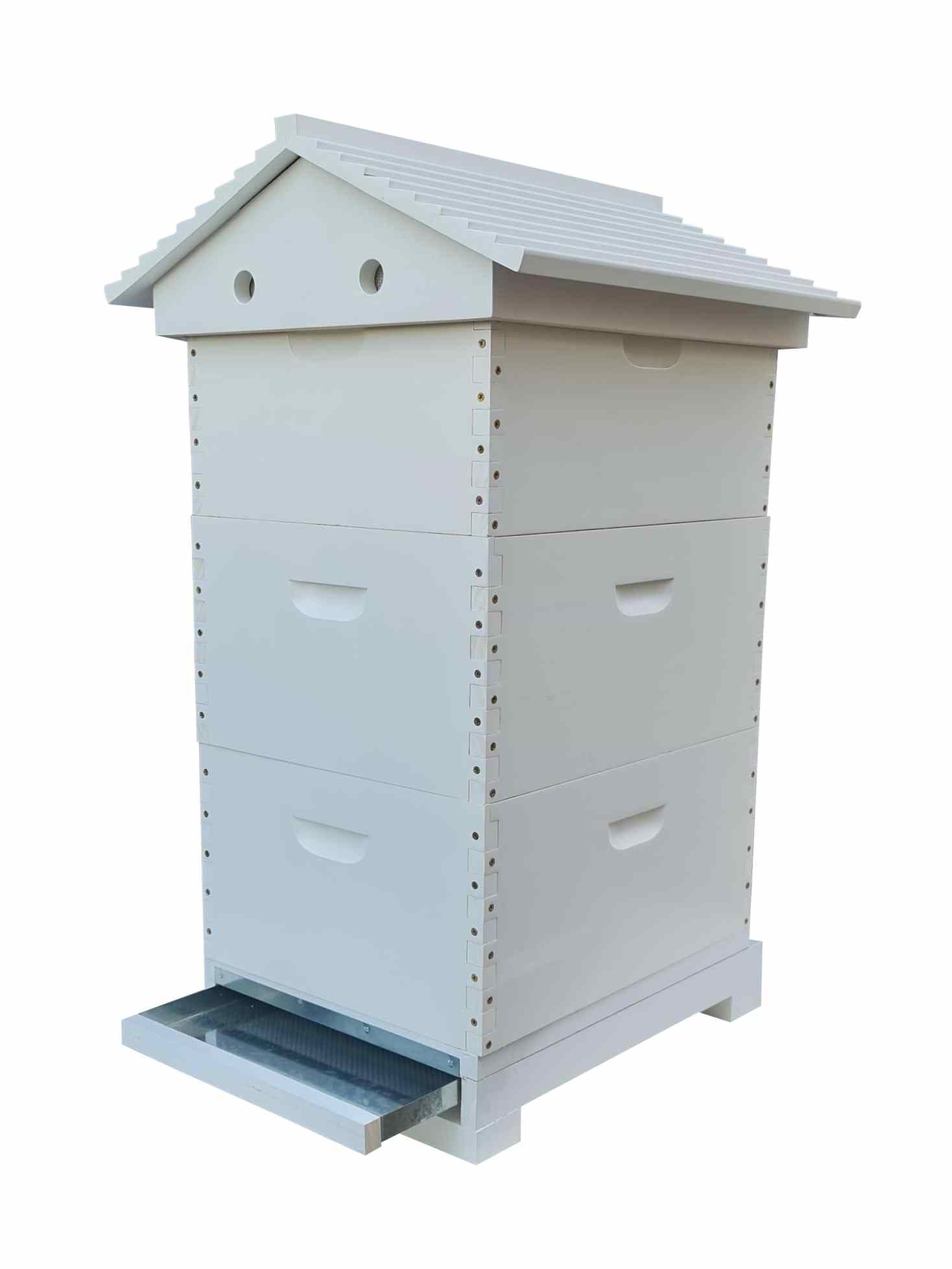 Three Level Gabled Telescopic Beehive Assembled & Painted with Mesh Bottom Board