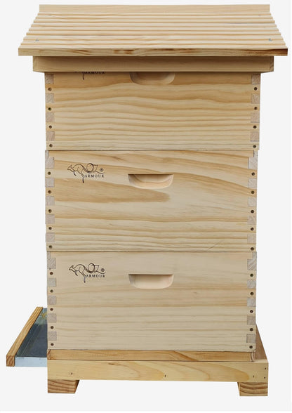 Three Levels Gabled Telescopic 22 mm Thick Beehive With Mesh Bottom Board