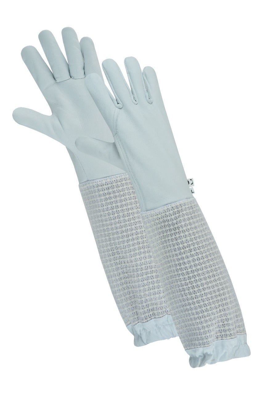 COW HIDE GLOVES WITH THREE LAYER MESH VENTILATION, Cow Hide Beekeeping Gloves Three Layer Mesh Ventilated Gloves Protective Beekeeping Gear Durable Beekeeping Gloves Beekeeping Safety Gloves Ventilated Beekeeping Gloves Apiary Hand Protection Breathable Beekeeping Gloves High-Quality Beekeeping Gloves Comfortable Beekeeping Gloves