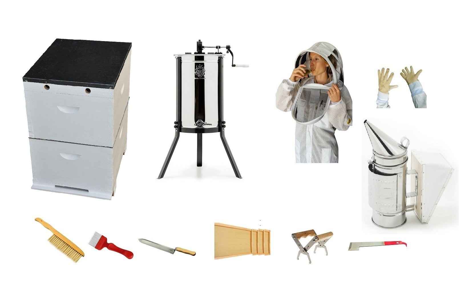 All In One Beekeeping starter kit with 3 Frames European Manual Honey Extractor - Beekeeping Gear