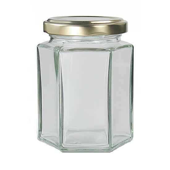 HEXAGONAL GLASS JARS HONEY CONTAINERS