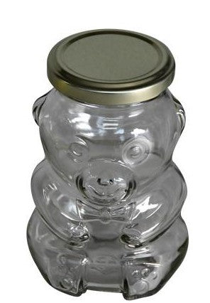 Teddy Bear Glass Jars 500 Grams, teddy bear jars, honey gifts, unique glass jars, whimsical storage, honey containers, clear glass jars, 180ml jars, gift jars, honey packaging, bulk honey jars