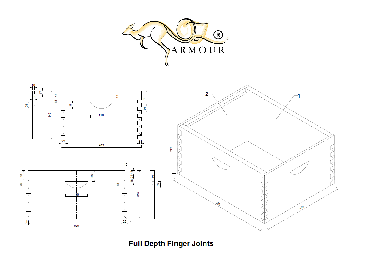 Oz ARMOUR Beehive 20/16 Frames With Mesh Bottom Board Beetle Trap with Unassembled Frames - Beekeeping Gear