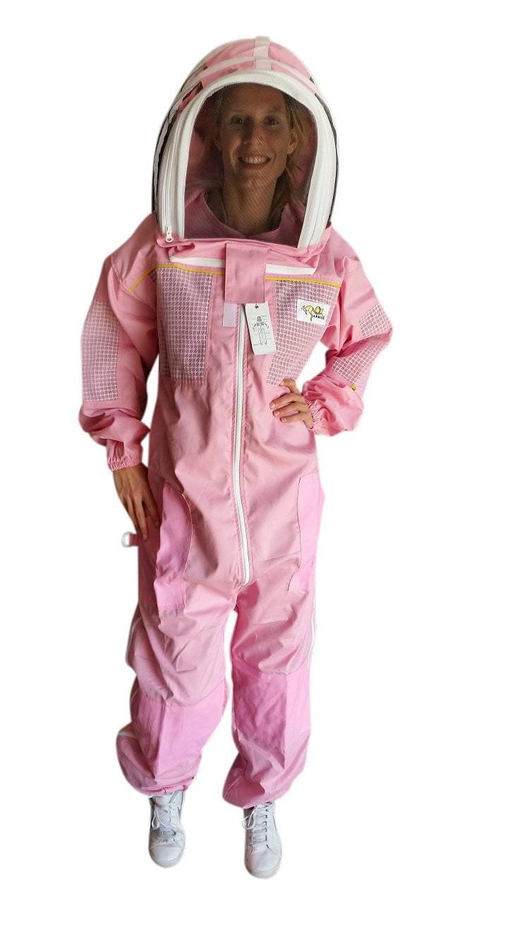 Pink Poly Cotton Semi Ventilated Beekeeping Suit With Fencing Veil