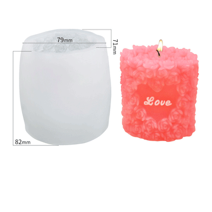 Rose Heart Silicone Candle Mould - Height 82 mm