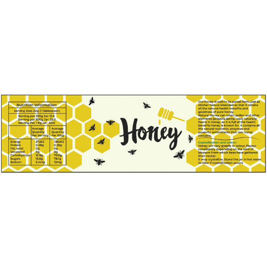 Honey Labels With Nutritional Facts (Long) Qty 100