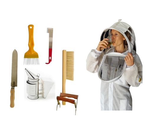 Beekeeping Starter Kit 4 With OZ ARMOUR Three Layer Mesh Beekeeping Suit