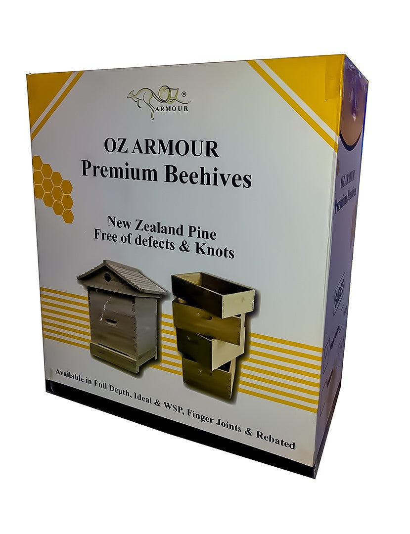 Oz ARMOUR Beehive 20/16 Frames With Mesh Bottom Board Beetle Trap with Unassembled Frames - Beekeeping Gear