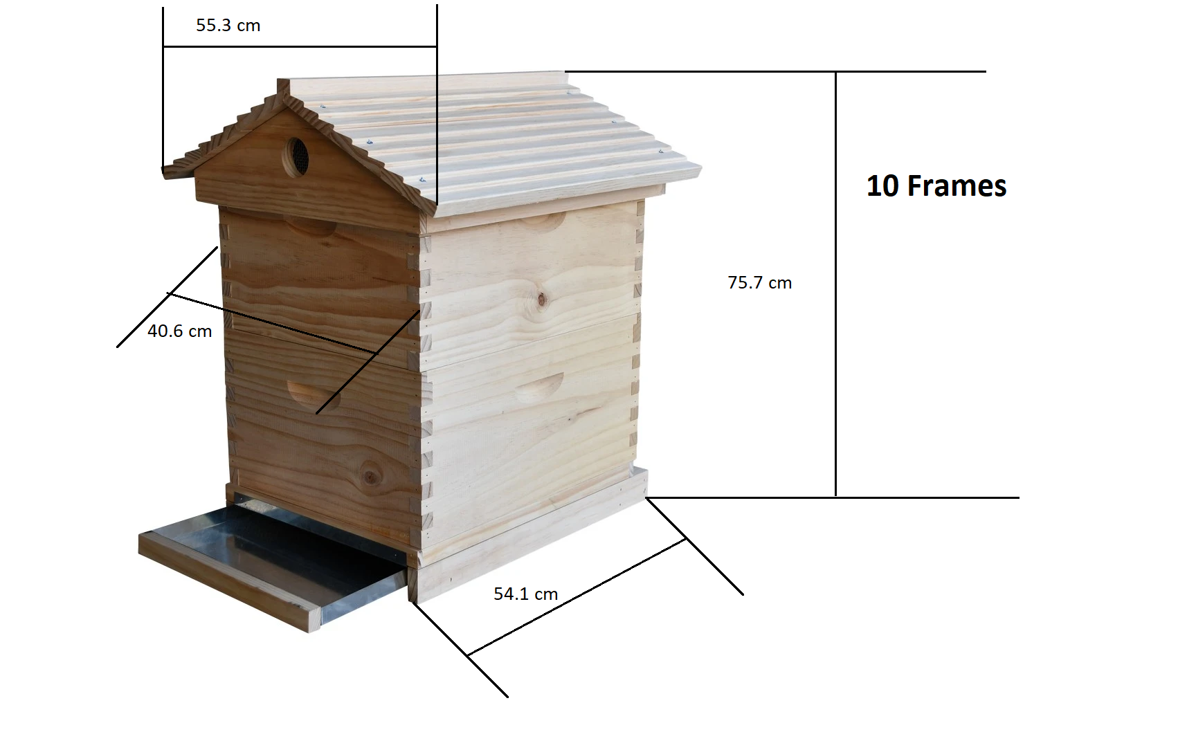 OZ ARMOUR Gabled Telescopic Beehive With Mesh Bottom Board Beetle Trap - Beekeeping Gear